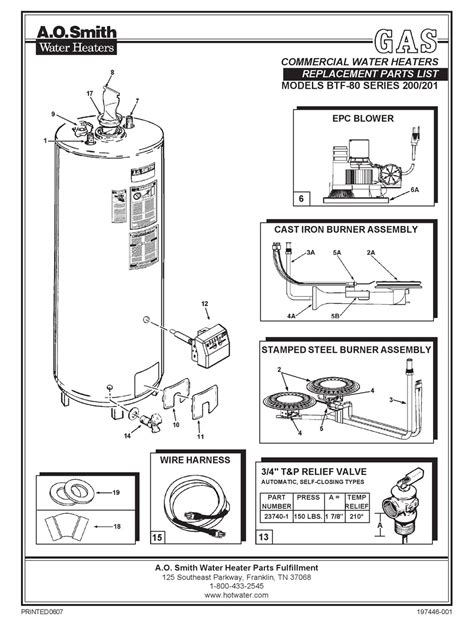 burner assembly ao smith water heater parts diagram pgc fcg fgr fsg   smith water heaters
