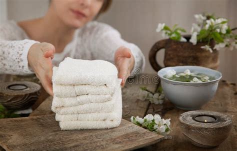 spa worker  products stock photo image  portrait