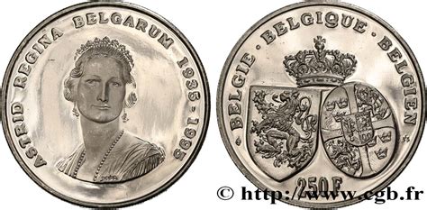 belgium  francs proof mort de la reine astrid  bruxelles fwo world coins