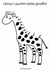 Puntini Unisci Pianetabambini Didattiche Infanzia Animali Piccoli Disegnare Giraffa Santos Isabella sketch template
