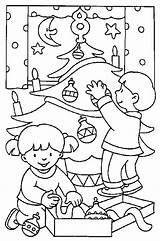 Evening Coloring Christmas Designlooter Mas Decorating Tree Pages Kids sketch template