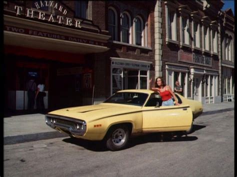 daisy duke catherine bach with her yellow plymouth road runner