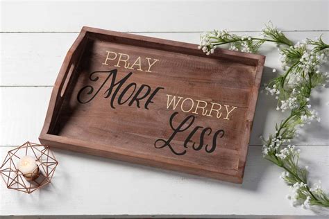 pray  worry  diy tray project plaid