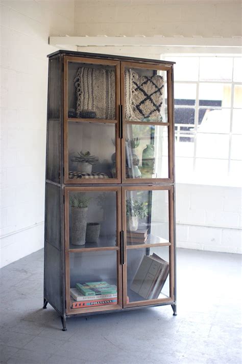 industrial modern glass door storage cabinet bookcase glass cabinet
