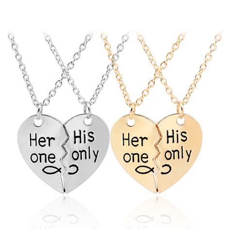 Her One His Only Couple Necklaces Jewelry Heart T For Lovers