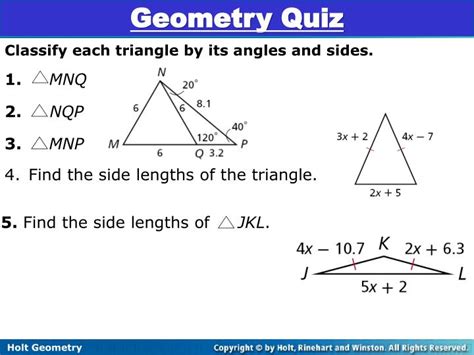 Ppt Classify Each Triangle By Its Angles And Sides 1