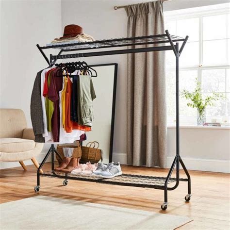 house  home ft long  ft black heavy duty hanging clothes garment