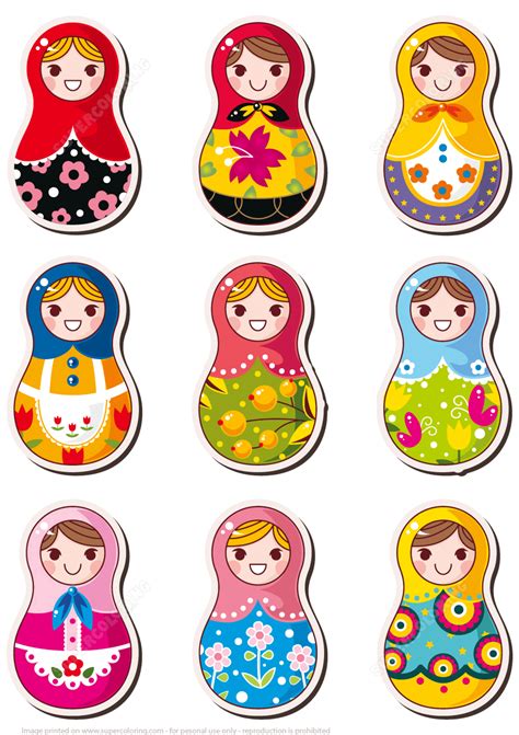 printable russian doll matryoshka stickers  printable papercraft