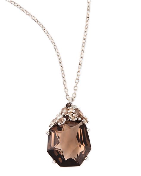 Alexis Bittar Fine Smoky Quartz And Diamond Pendant Necklace In Silver Lyst