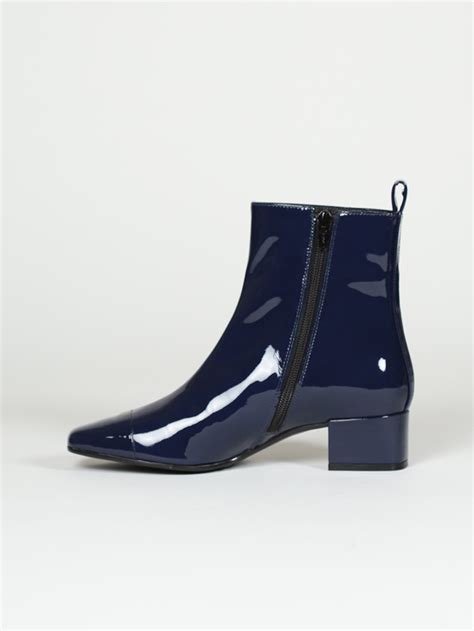 estime blue patent leather ankle boots carel paris shoes