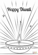 Diwali Diya Coloring Pages Happy Printable Drawing Designs Paper Supercoloring Categories sketch template
