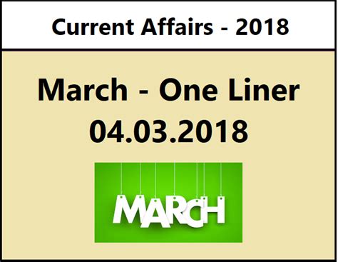 important current affairs march 4 2018 one liner