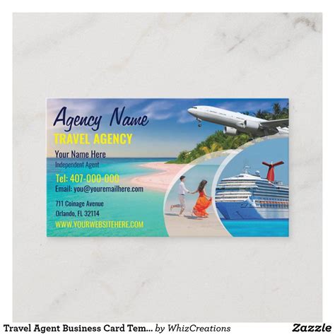 travel agent business card template zazzlecom   agency