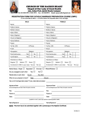 catholic marriage form fill  printable fillable blank
