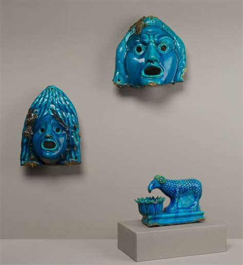 Theatrical Masks And Ram Vessel For Offering Roman Period The