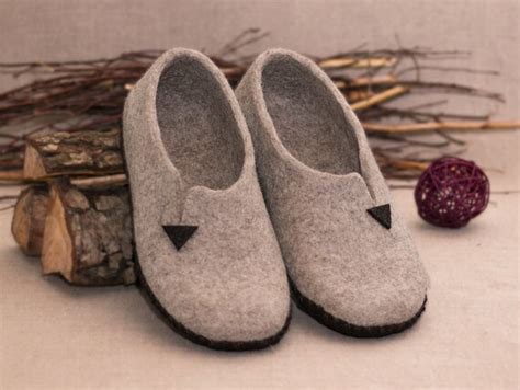 woolen slippers handmade felted slippers  womans natural etsy