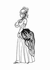 Coloring Dress Bustle Victorian Pages Women Colouring Cliparts Adult Edwardian Drawings Clipart Edupics Favorites Add sketch template
