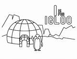 Coloring Igloo Drawing Pages Template Penguin Near sketch template