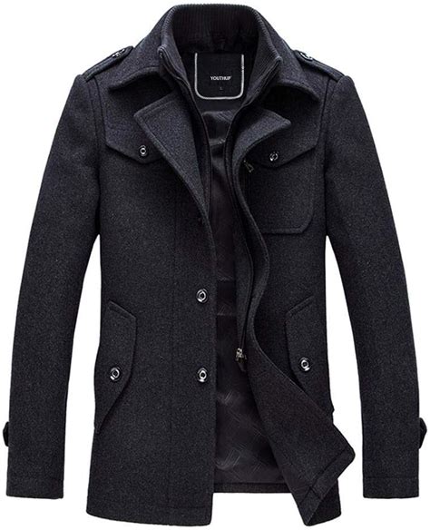 manteau homme laine hiver chaud trench coat caban elegant blouson parka veste slim fit casual
