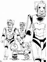 Cybermen Coloring Template Doctor sketch template