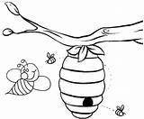 Coloring Beehive Tree Pages Hanging Seven Fun Cute sketch template