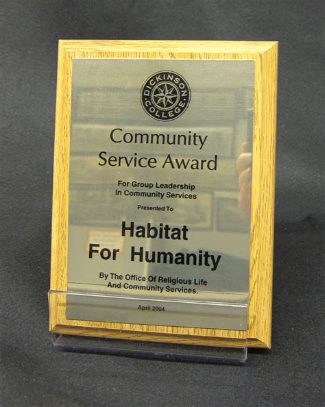 community service award plaque  dickinson college