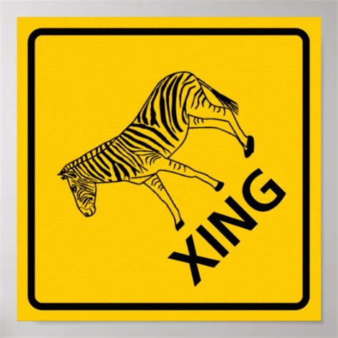 zebra crossing highway sign poster zazzle