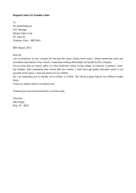 request  employee transfer letter   create  request