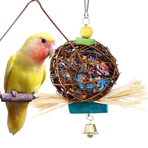 large bird chewing toys  parrots natural rattan ball cage toy preening toy bird parrot