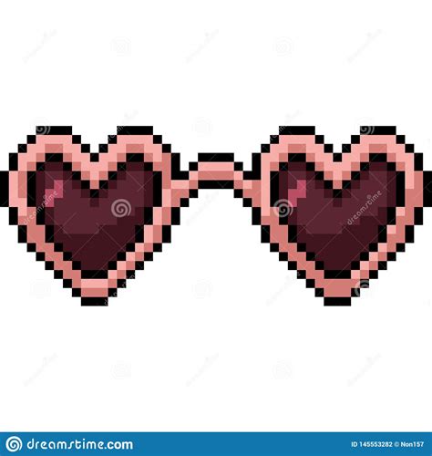 Vector Pixel Art Heart Sunglasses Stock Vector