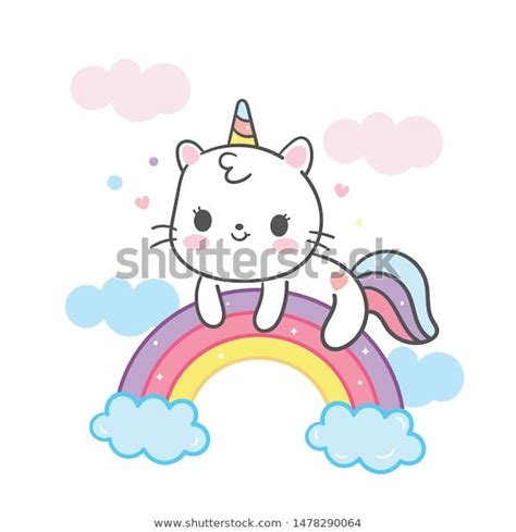 find kawaii cat cartoon unicorn vector  stock images  hd