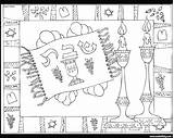 Shabbat Coloring Pages Jewish Crafts Colouring Kids Shalom Printable Color Challah Sheets Para Colorear Preschool Shabat Shavuot Candles Placemat Hebrew sketch template