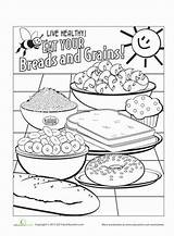 Grains Grain Meals Breads Pyramid Toddlers Kindergarten sketch template