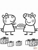 Peppa Pig Coloring Pages Suzy Printable Gives Cookies Colouring Christmas Color Sheets Drawing Print Super Family Kids Supercoloring Characters Do sketch template