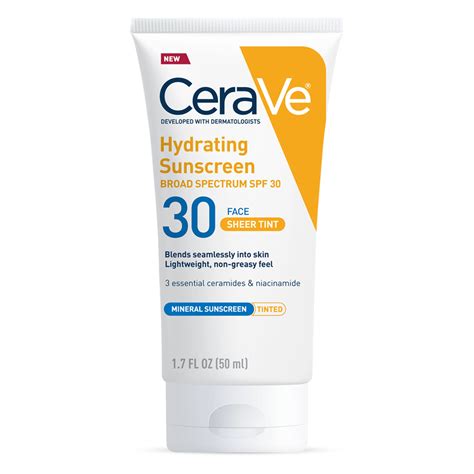 cerave tinted face sunscreen spf  hydrating mineral sunscreen  zinc oxide  fl oz