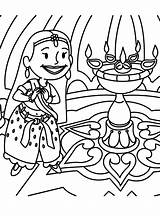 Diwali Colouring Lamps Deepawali Feliz Deepavali Diya sketch template