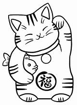 Luck Maneki Neko Coloriage Winkekatze Gato Digi Japanische Japonais Buch Katze Gestalten Stempel Stickerei Suerte Keywordsuggest Gatito sketch template