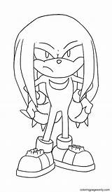 Knuckles Coloring Hedgehog Sonic Echidna sketch template
