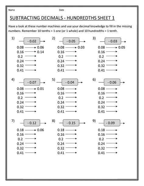subtracting worksheet  rounding numbers