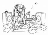 Miku Hatsune Vocaloid Coloringhome sketch template