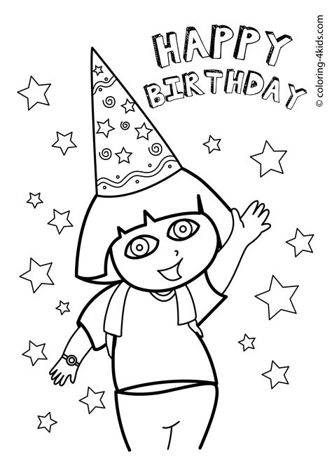 dora happy birthday coloring pages  kids printables avengers