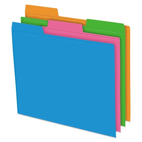 pendaflex glow poly file folders  cut top tab letter assorted colors pack pfx