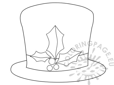 snowman hat  holly template coloring page