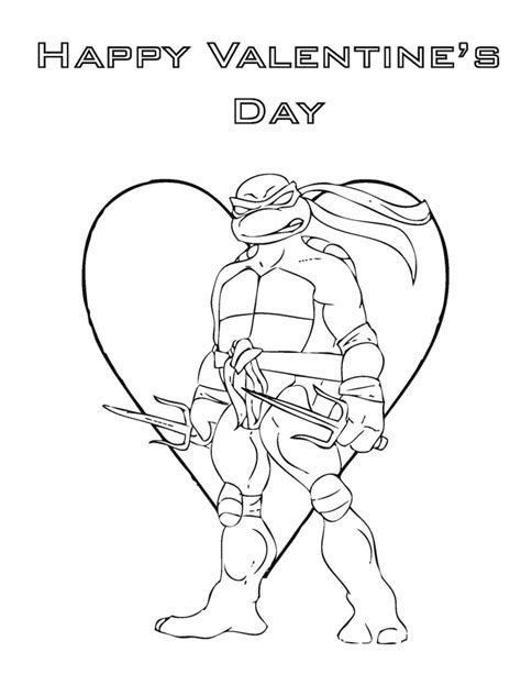 teenage mutant ninja turtles valentines day coloring page valentines