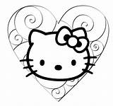 Kitty Hello Coloring Valentine Pages Valentines Articles Color sketch template