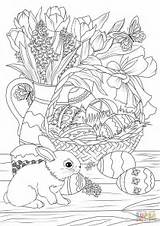 Easter Coloring Pages Basket Adults Flowers Adult Bunny Printable Eggs Sheets Decorated Pastry Spring Colouring Kids Supercoloring Fun Färgläggningssidor Målarböcker sketch template
