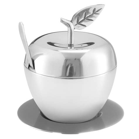 stainless steel apple shaped honey dish  tray spoon
