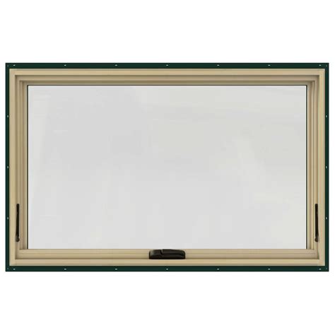 jeld wen        series green painted clad wood awning window  natural interior