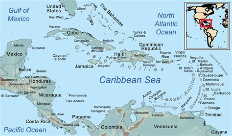 comprehensive map   caribbean sea  islands