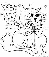 Coloring Bow Cat Animal Pages Printable Color sketch template